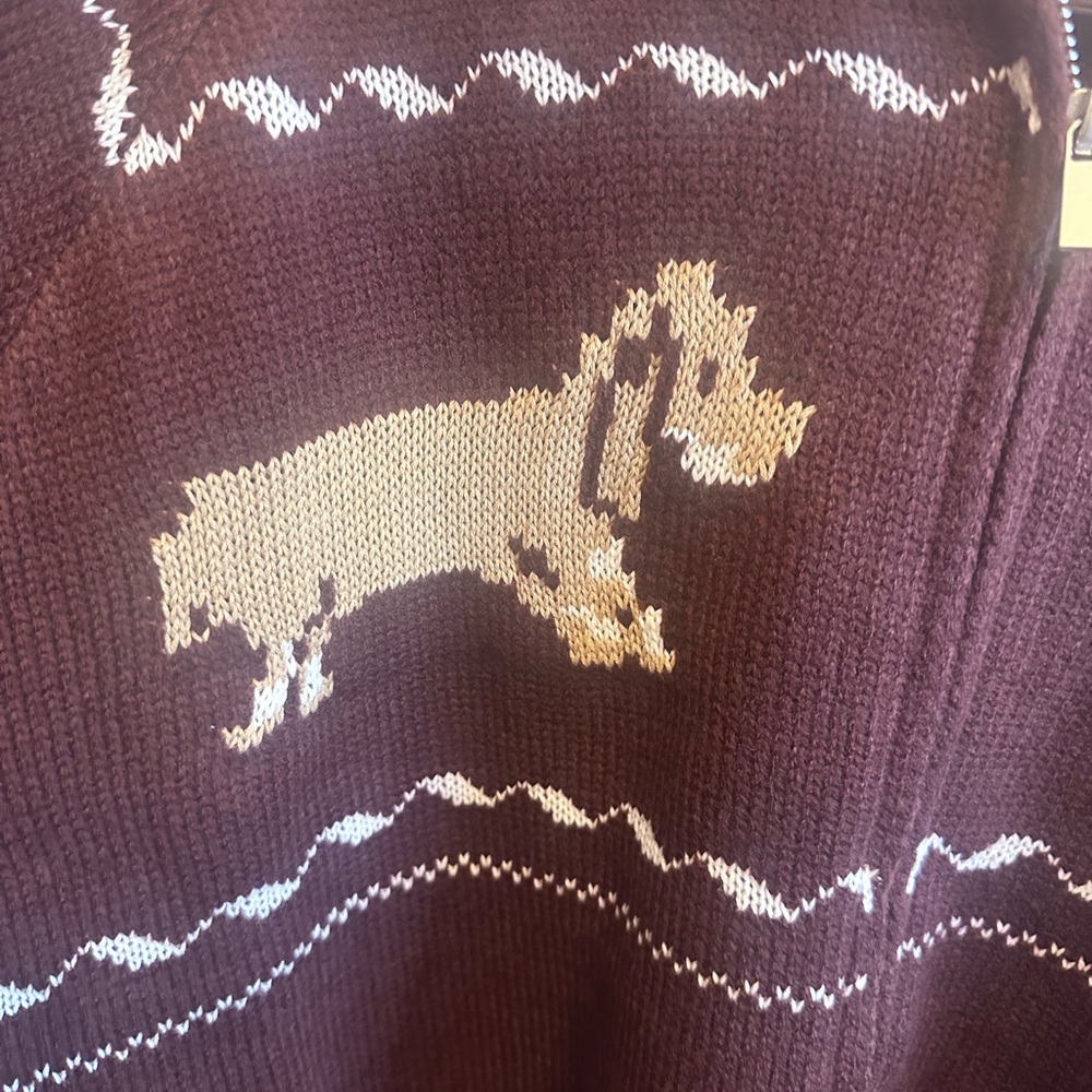 In Bloom Brown Zip Up Sweater with Dog Design - Picture 3 of 8